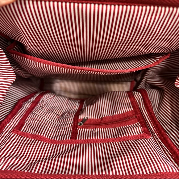 Women’s Red Leather Backpack & Floral Wallet - Picture 2 of 9